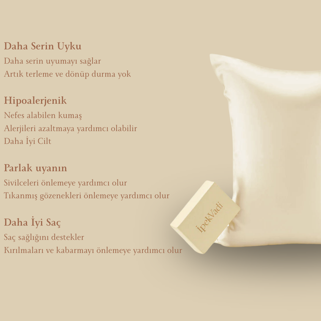 %100 Dut İpek Yastık Kılıfı Şampanya