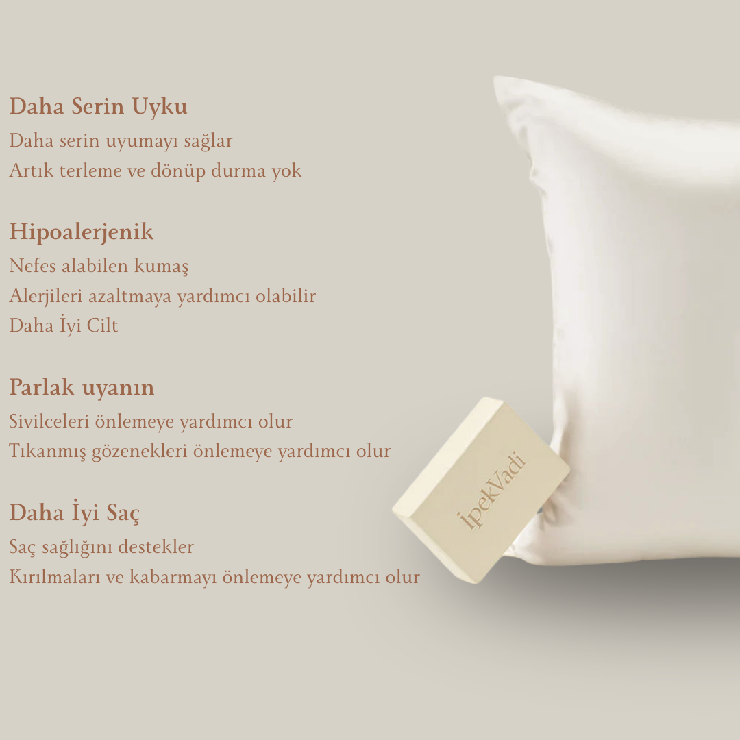 %100 Dut İpek Yastık Kılıfı İnci Beyazı