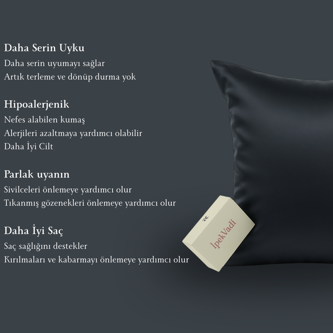 %100 Dut İpek Yastık Kılıfı Gri