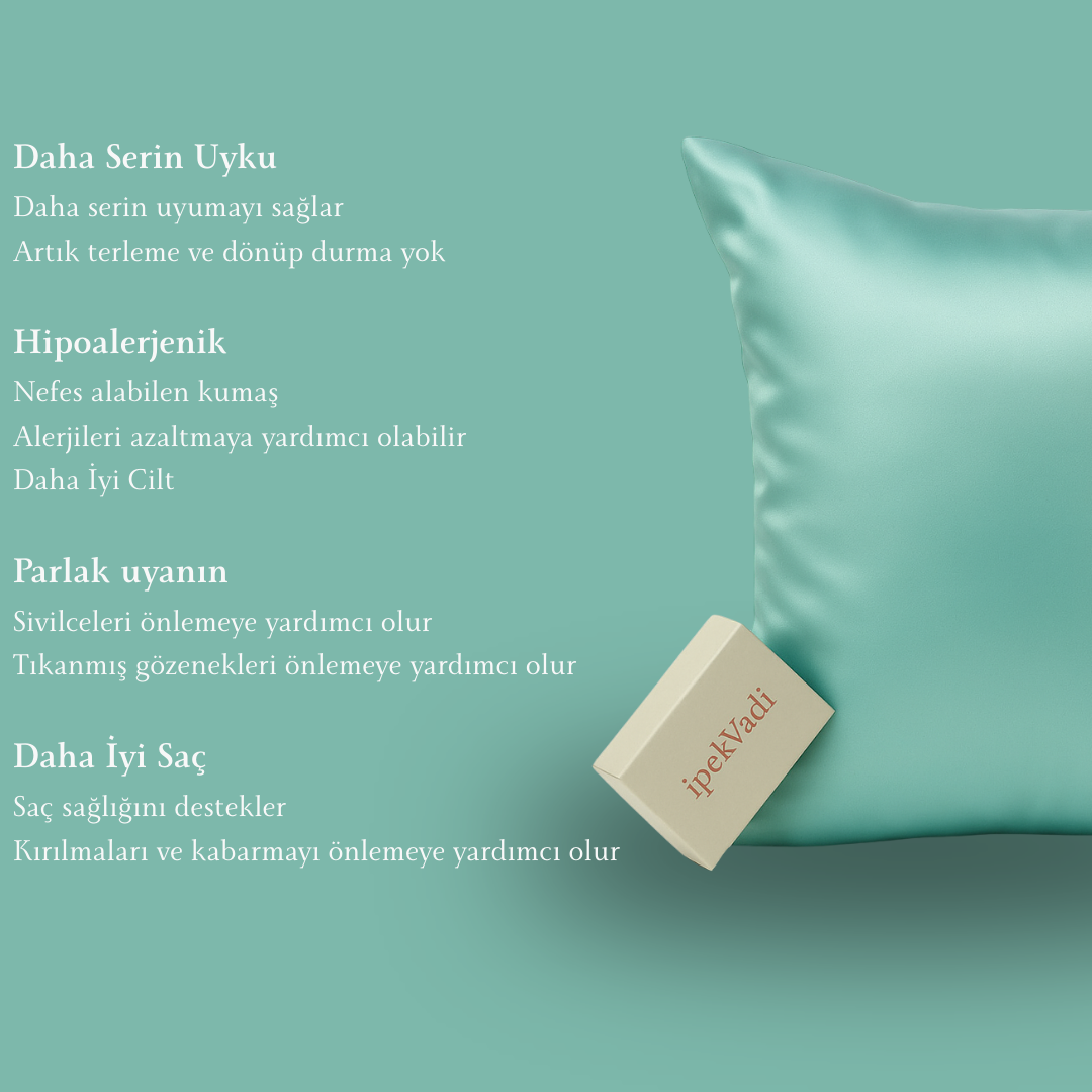 %100 Dut İpek Yastık Kılıfı Mint