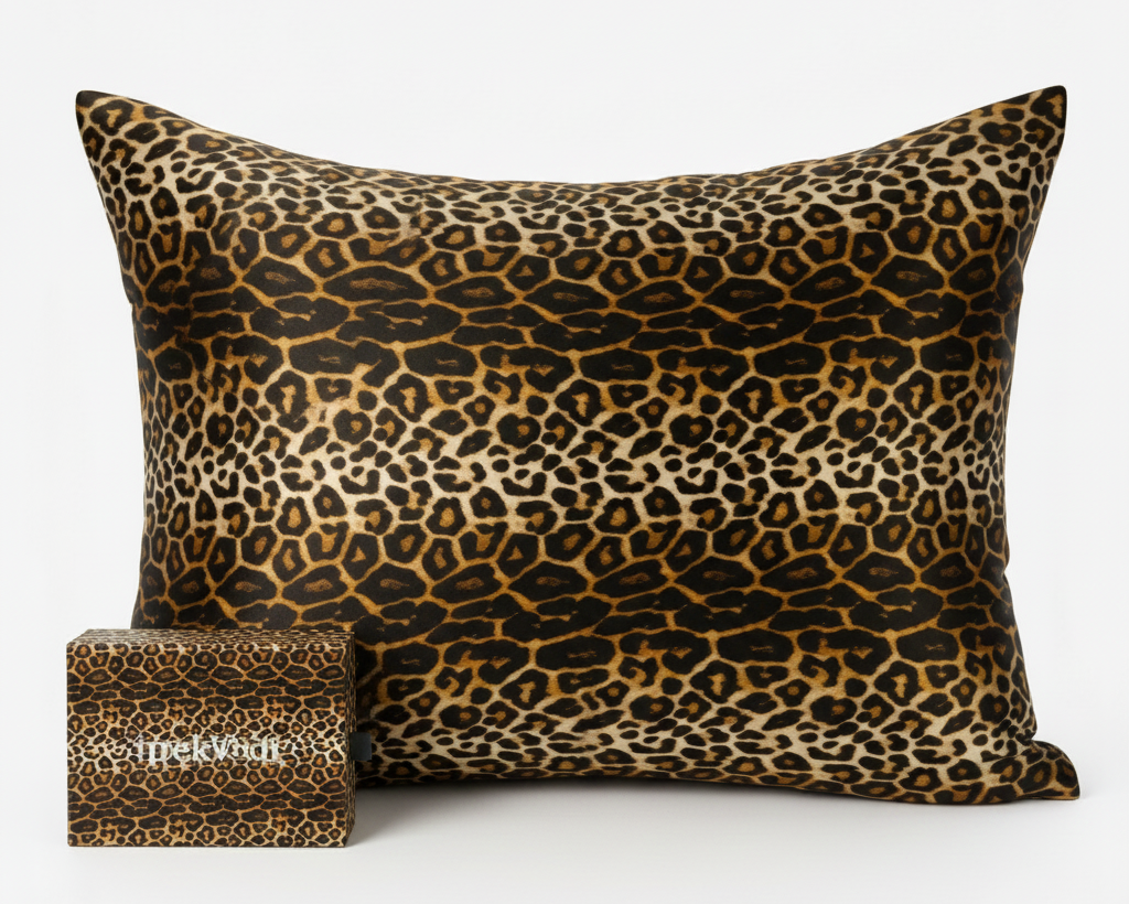 %100 Dut İpek Yastık Kılıfı Golden Leopard (Özel Seri)