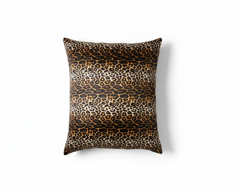 %100 Dut İpek Yastık Kılıfı Golden Leopard (Özel Seri)