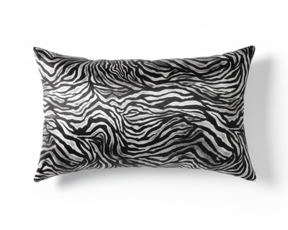 %100 Dut İpek Yastık Kılıfı Golden Zebra Noir (Özel Seri)